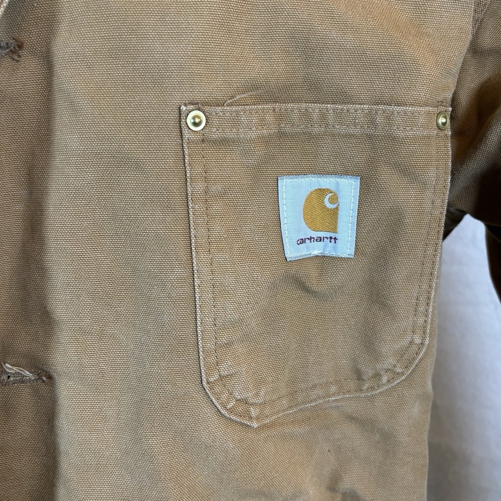 VTG Carhartt Chore Coat Blanket Lined Duck Canvas Jacket Brown 44 Gorpcore 6BLCT - Picture 3 of 8